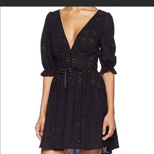FOR LOVE & LEMONS Spring Eyelet Swing Dress Black Size S